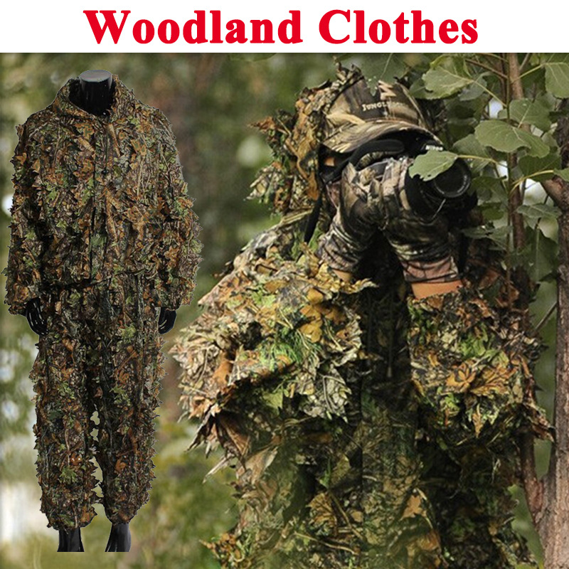 Hunting Outdoor Game - Kombinezon Ghillie 3D z motywem liści,